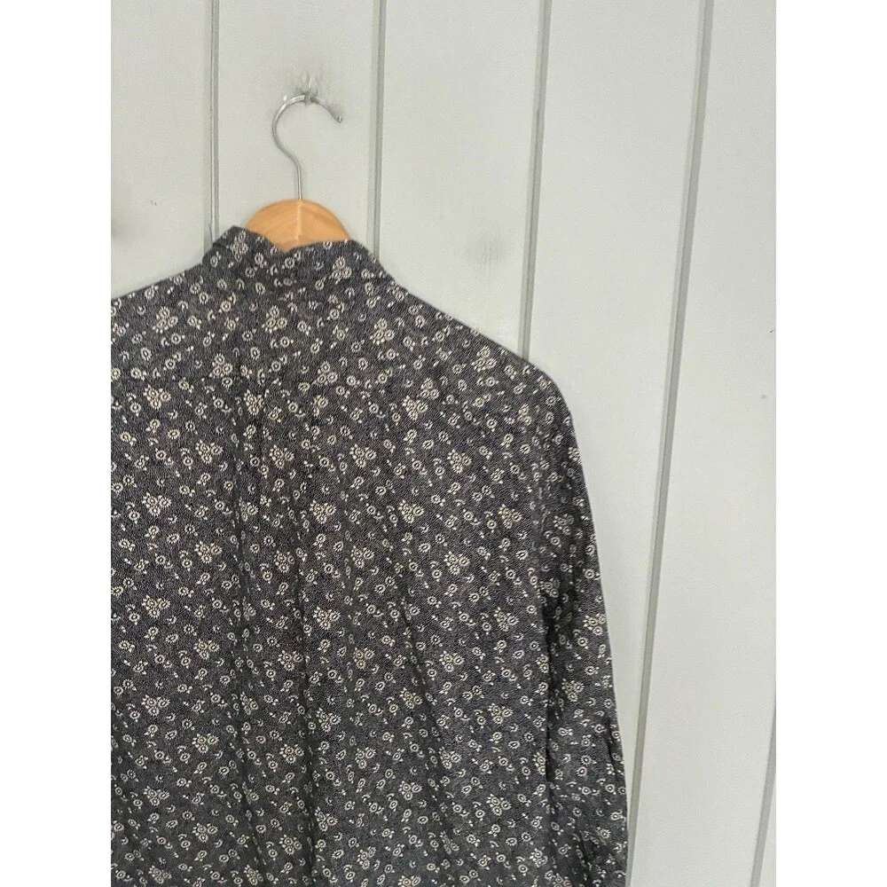J. Crew Slim Secret Wash Poplin Shirt L large Cotton Poplin Blue Floral AU461